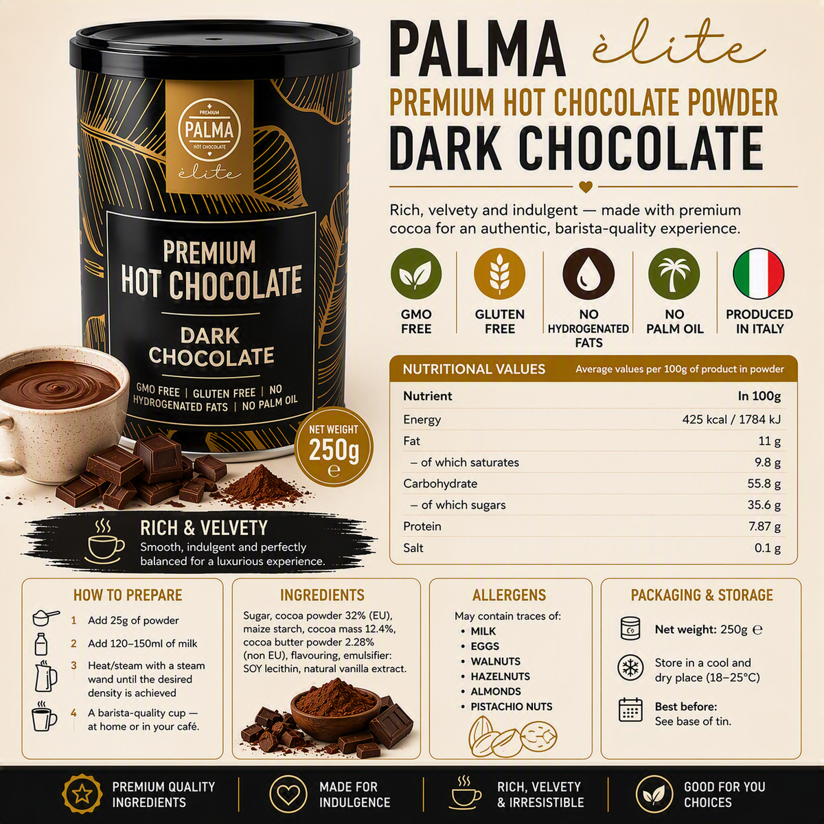 PALMA élite Premium Hot Chocolate – Dark Chocolate