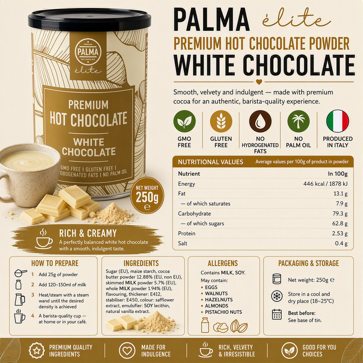 PALMA élite Premium Hot Chocolate – White Chocolate